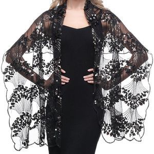 WOMEN'S Jlux Shawl Wraps Sequin Z-Black